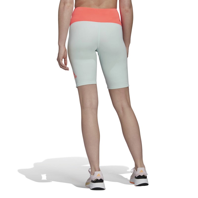 adidas Womens Designed To Move Aeroready Colorblock Tight Shorts Light Pink/Ice Mint/Turbo