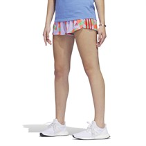 adidas Womens Farm Rio Pacer Aeroready 3-Stripes Knit Shorts Purple Glow/Semi Flash Green