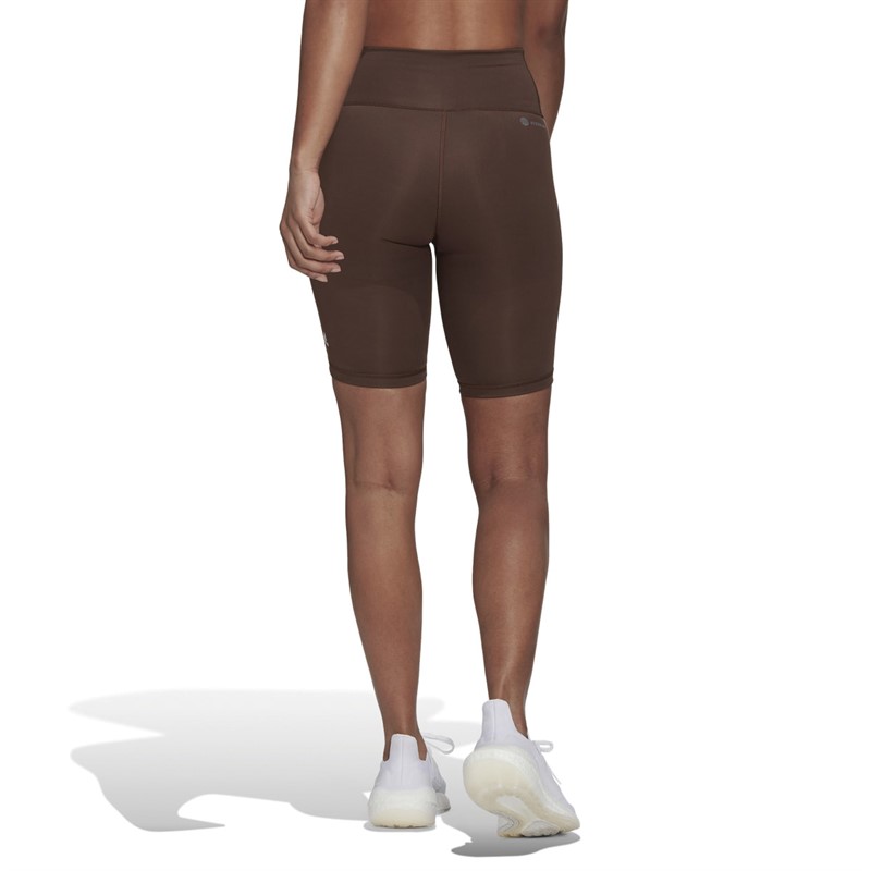 adidas Womens Optime Trainicons Aeroready 3-Stripes Tight Shorts Brown/White