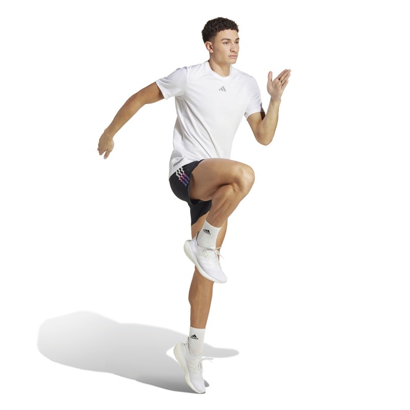 adidas Mens Run Icons 3-Stripes Aeroready Running Shorts Black