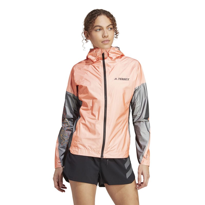 adidas Damen Terrex Agravic Rain.rdy Leichte Wasserdichte Kapuzenjacke Semi Impact Orange Schwarz