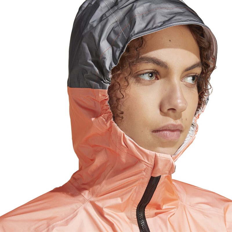 adidas Dames Terrex Agravic Rain.rdy Lichtgewicht Waterdichte Capuchonjas Half Impact Oranje/Zwart