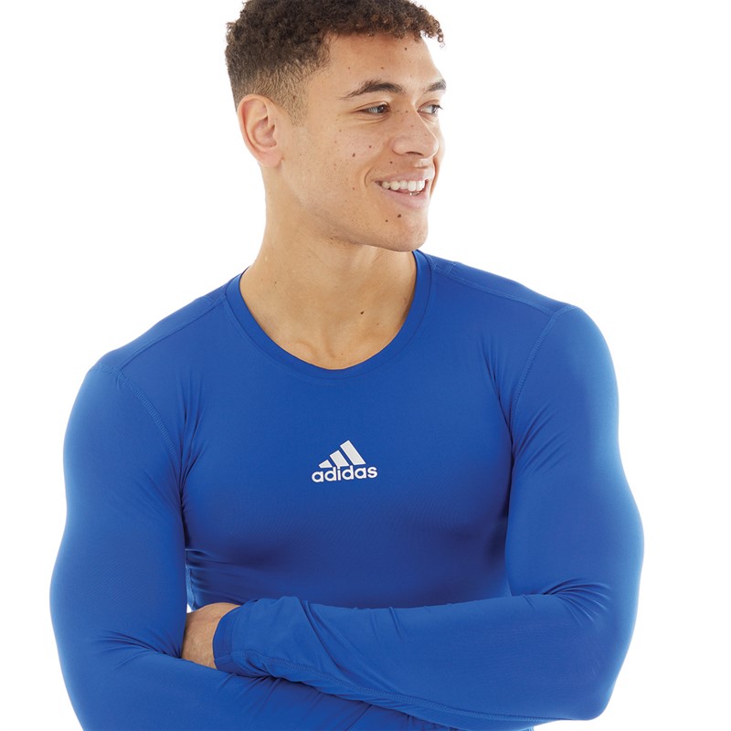 adidas Mens Compression Long Sleeve Top Royal Blue
