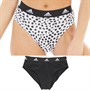 adidas Womens Sport Cotton BOS Logo Two Pack Bikini Briefs Black/Print