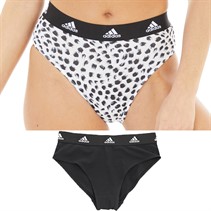 adidas Womens Sport Cotton BOS Logo Two Pack Bikini Briefs Black/Print