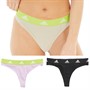 adidas Womens Sport Active Cotton BOS Logo Three Pack Thongs Black/Beige/Lilac