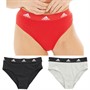 adidas Womens Sport Active Cotton BOS Logo Three Pack Bikini Briefs Black/Grey/Red