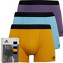 adidas Mens Active Flex Cotton 3-Stripes Three Pack Trunks Blue/Orange/Purple