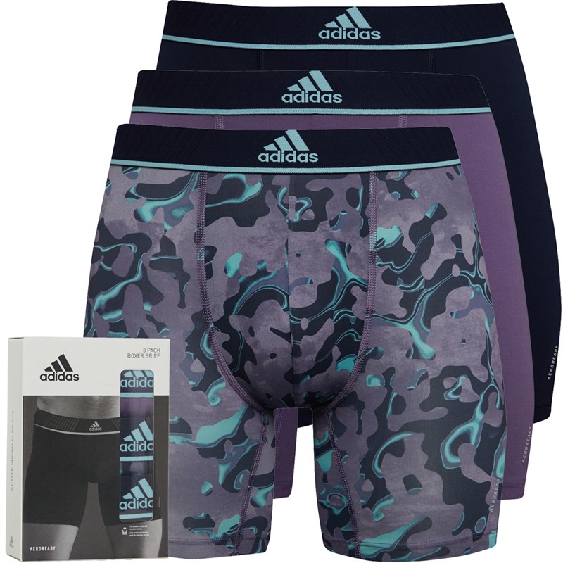 adidas Mens Active Micro Flex Three Pack Boxer Briefs Black/Purple/Print