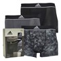 adidas Mens Active Micro Flex Eco Three Pack Trunks Black/Grey/Print