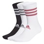 adidas Damer 3-Stripes Glam 3-pak Crew Sokker Hvid/Sort/Vild Rosa/Grå Five