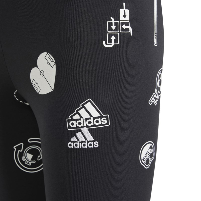 adidas Meisjes nd Love Graphic Legging Zwart