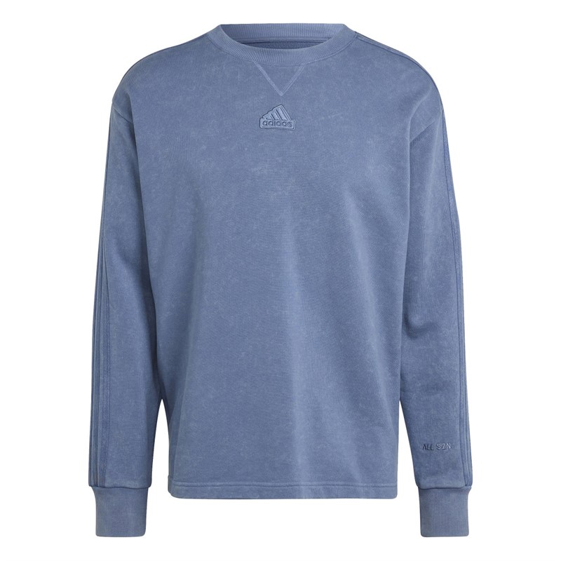 adidas Herren All SZN French Terry 3-Stripes Sweatshirts Blau