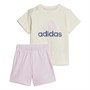 adidas T-Shirt und Shorts Set aus Bio-Baumwolle Baby Mädchen Elfenbein/Hellrosa