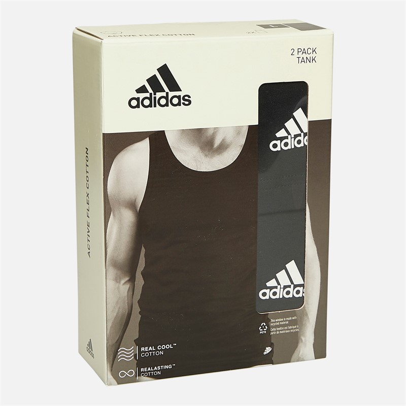 adidas Heren Active Flex Katoen Twee Pak Tanktops Zwart