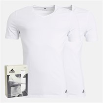 adidas T-shirts blancs col V Pacquet Double Active Flex coton homme