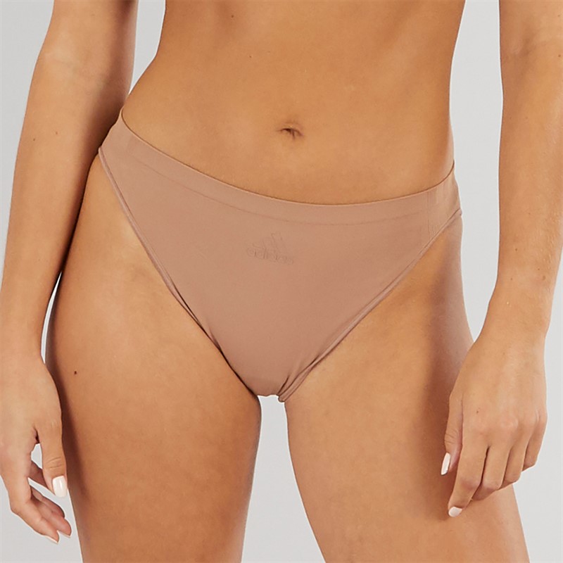 adidas Womens Sport Active Seamless Micro Stretch Low Rise Briefs Toasted Almond