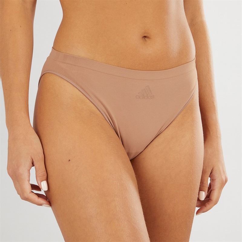 adidas Womens Sport Active Seamless Micro Stretch Low Rise Briefs Toasted Almond