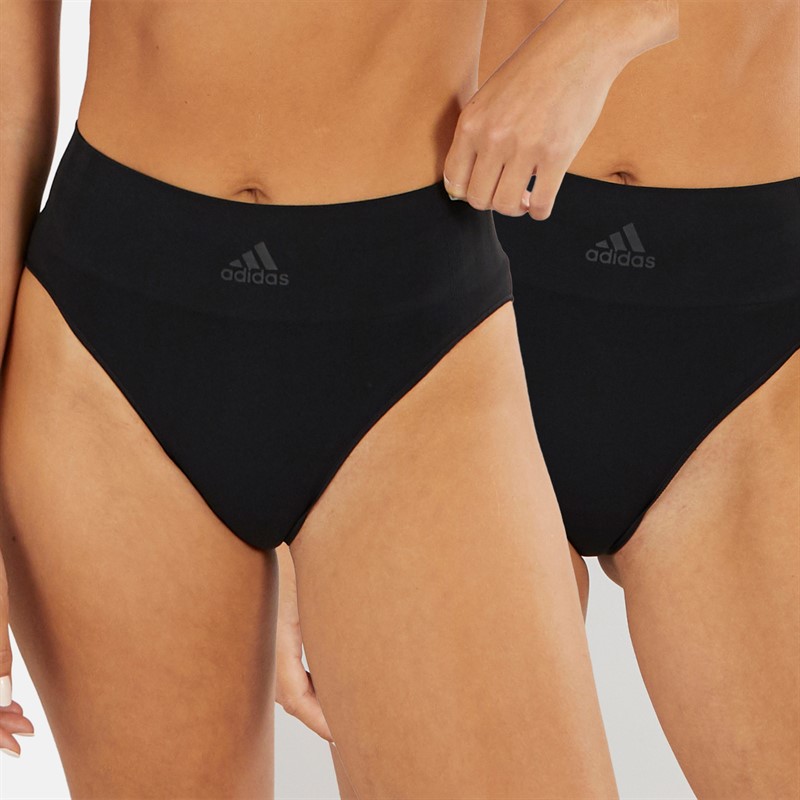adidas Womens Sport Active Seamless Micro Stretch Two Pack High Leg Briefs Black