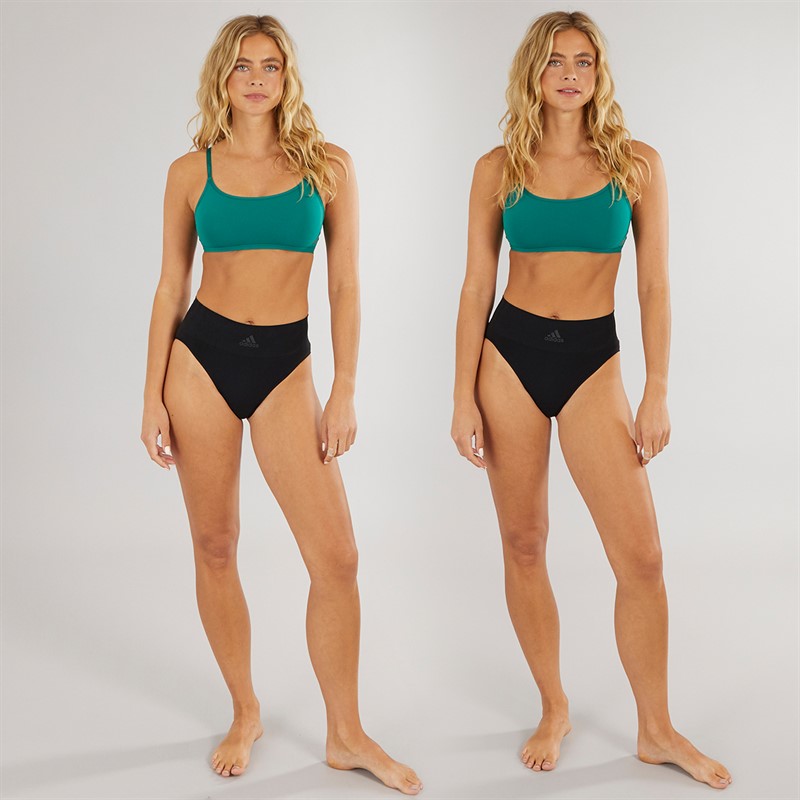 adidas Womens Sport Active Seamless Micro Stretch Two Pack High Leg Briefs Black