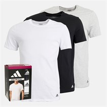 adidas lot de 3 T-shirts Homme Actif Coton Essentiel Noir/Blanc/Gris