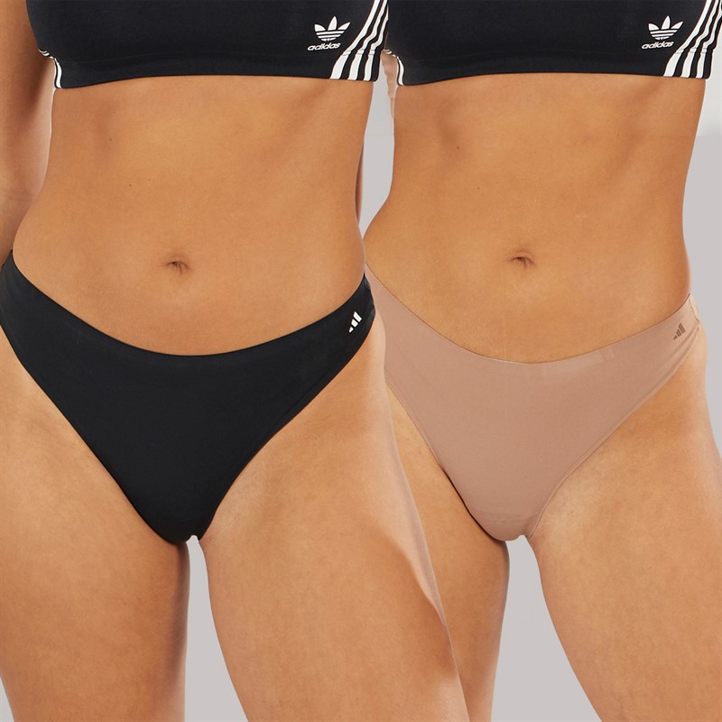 adidas Womens Sport Active Light Flex Two Pack Thongs Black/Toasted Almond
