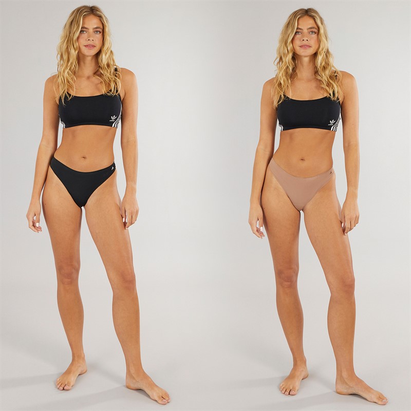 adidas Womens Sport Active Light Flex Two Pack Thongs Black/Toasted Almond