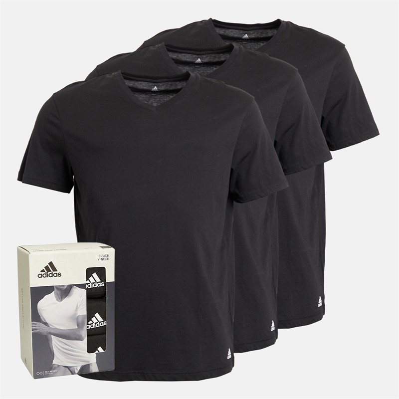 adidas lot de 3 T-shirts Homme Col V Noir Active Core en Coton