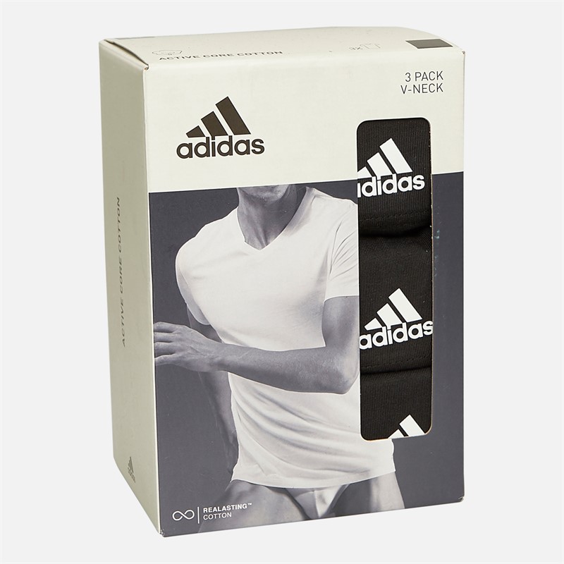 adidas lot de 3 T-shirts Homme Col V Noir Active Core en Coton