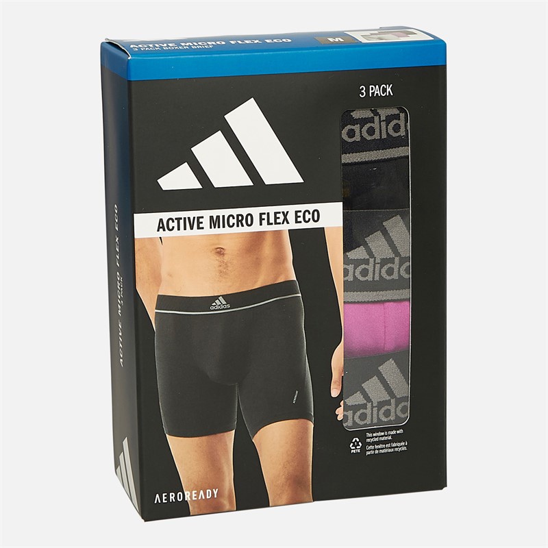 adidas Mens Active Micro Flex Three Pack Boxers Black/Purple/Grey