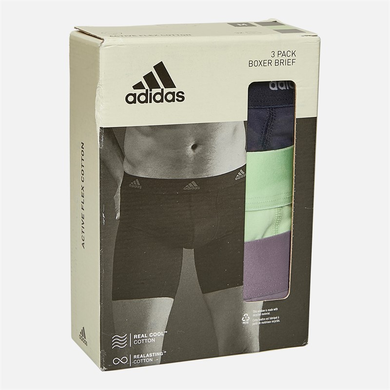 adidas Heren Active Flex Katoen Set van 3 Boxers Navy / Groen / Paars