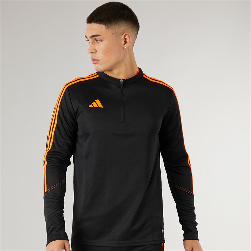 adidas Herren Tiro 23 Club 1/4 Reißverschluss Trainings Oberteil Schwarz/Signal Orange