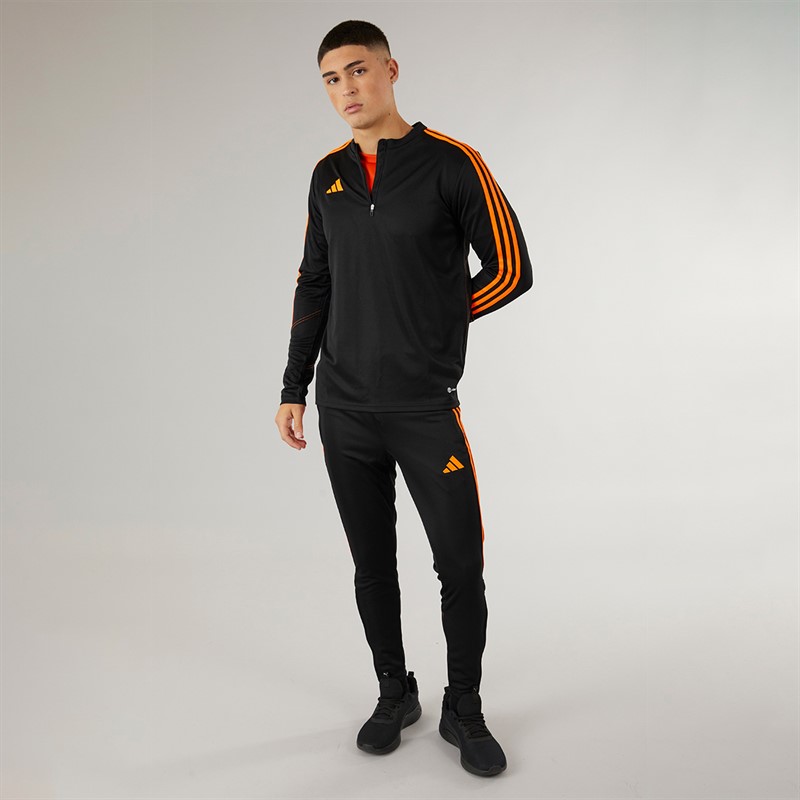 adidas Herren Tiro 23 Club 1/4 Reißverschluss Trainings Oberteil Schwarz/Signal Orange