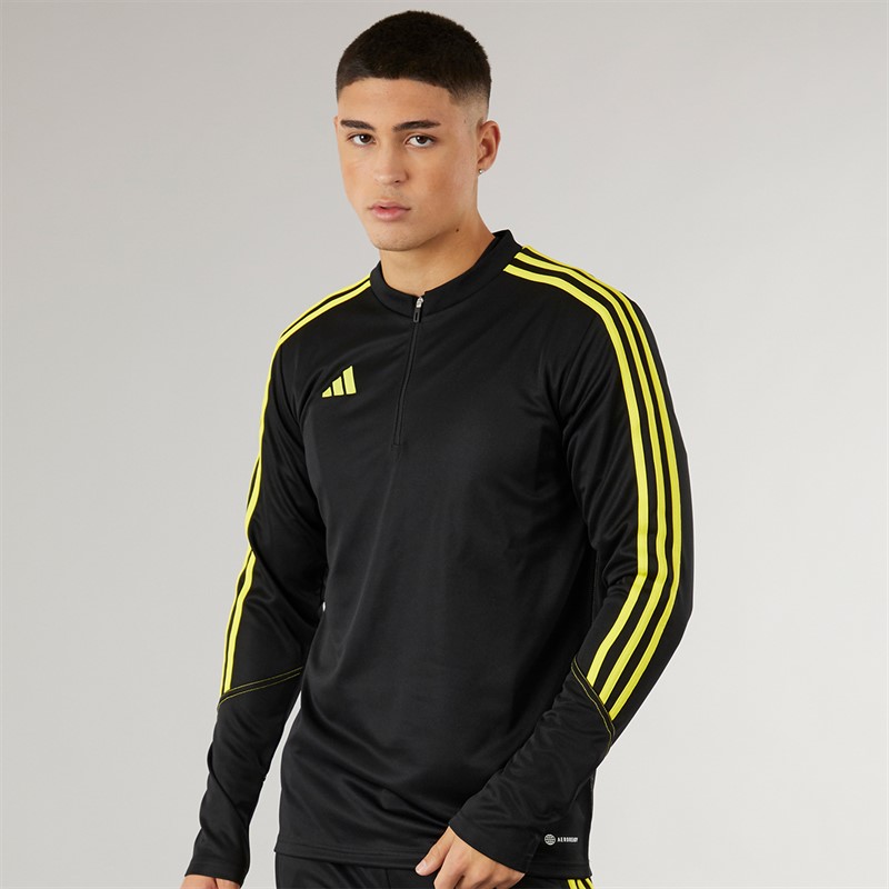 adidas Herren Tiro 23 Club 1/4 Zip Trainings Oberteil Schwarz/Hellgelb