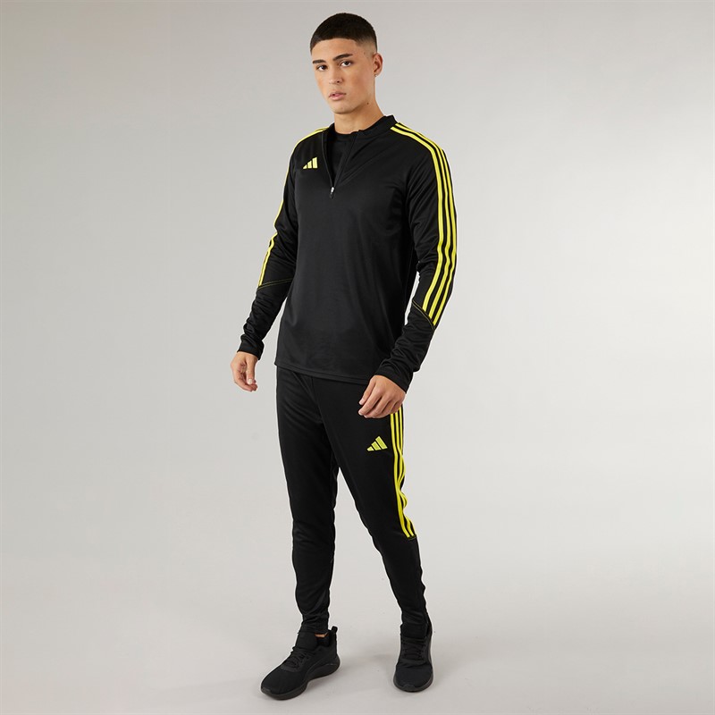 adidas Herren Tiro 23 Club 1/4 Zip Trainings Oberteil Schwarz/Hellgelb