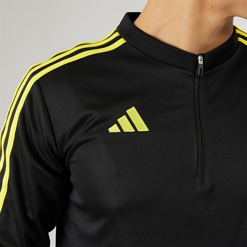 adidas Herren Tiro 23 Club 1/4 Zip Trainings Oberteil Schwarz/Hellgelb