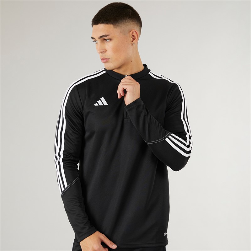 adidas Herren Tiro 23 Club 1/4 Zip Trainings Oberteil Schwarz/Weiß