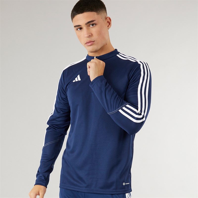 adidas Herren Tiro 23 Club 1/4 Zip Trainings Oberteil Marine/Weiß