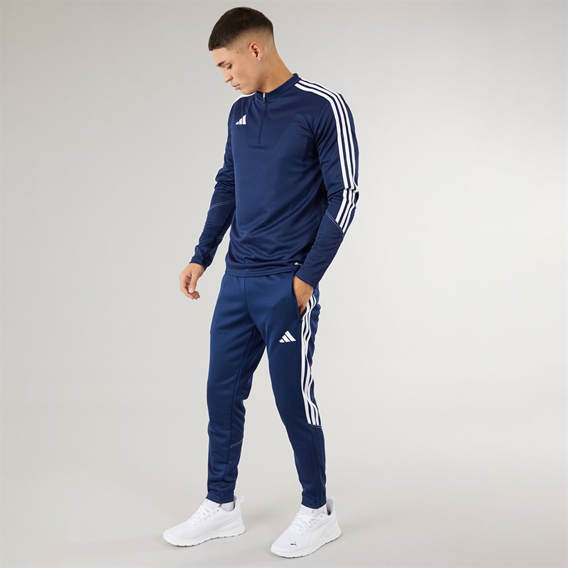 adidas Herren Tiro 23 Club 1/4 Zip Trainings Oberteil Marine/Weiß