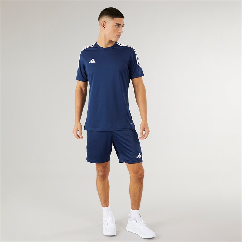 adidas Herren Tiro 23 Club Slim Trainings T Shirt Team Navy Blau 2/Weiss