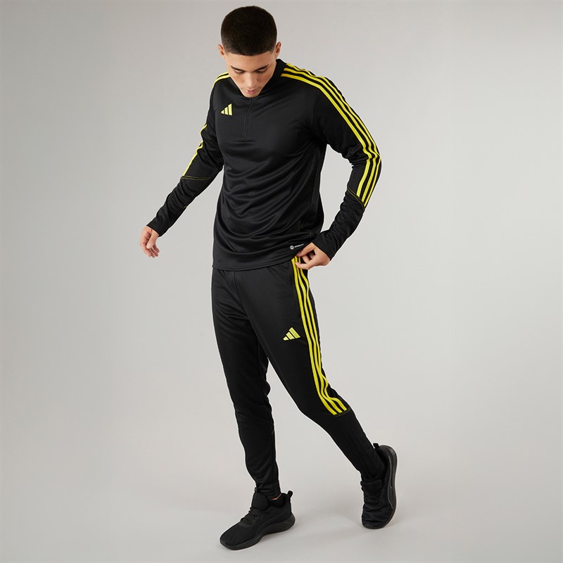 adidas Herren Tiro 23 Club Slim Trainingshose Schwarz/Hellgelb