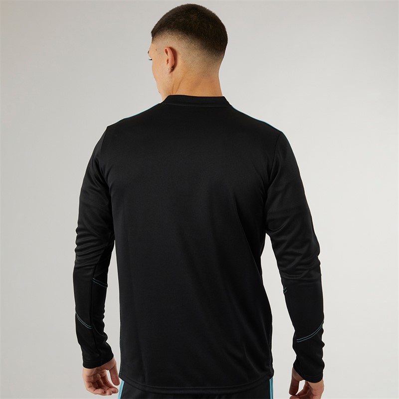 adidas Herren Tiro 23 Club 1/4 Zip Trainings Oberteil Schwarz/Preloved Blau