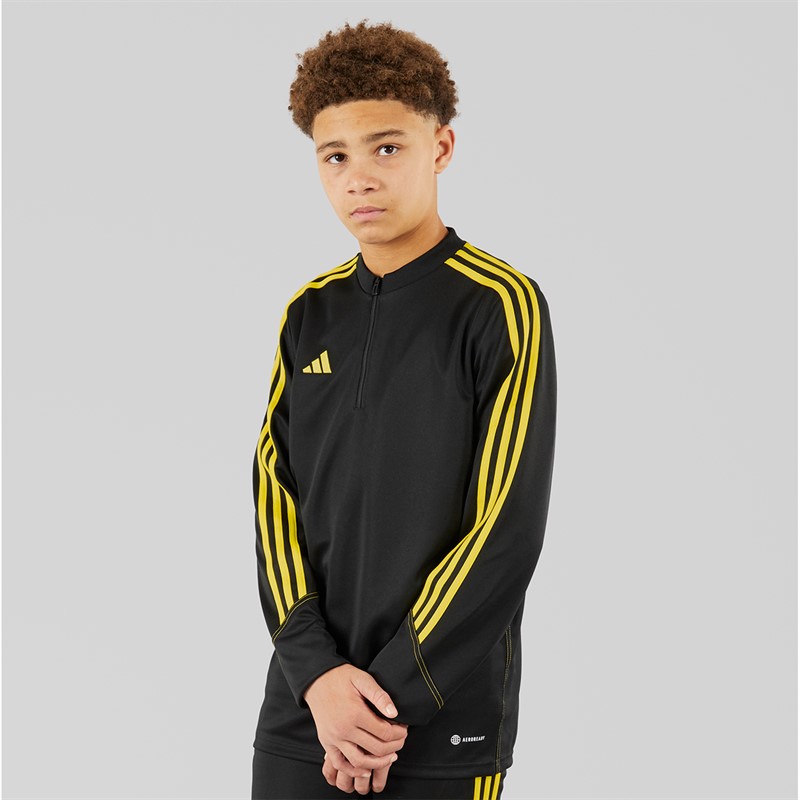 adidas Junior Tiro 23 Club Langarm Trainings Oberteil Schwarz/Hellgelb