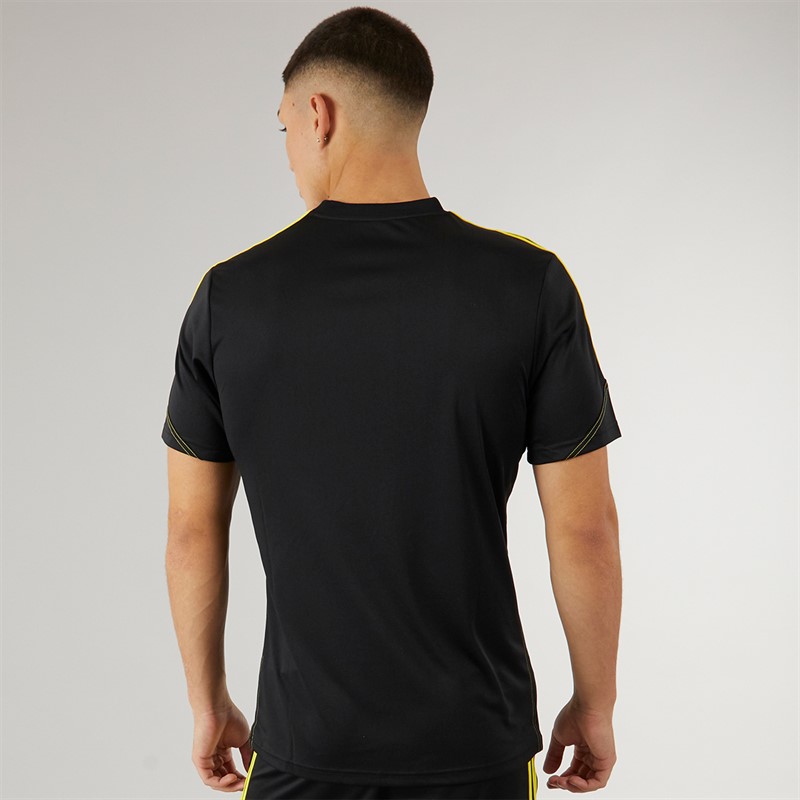 adidas Herren Tiro 23 Club Slim Trainings T Shirt Schwarz/Hellgelb