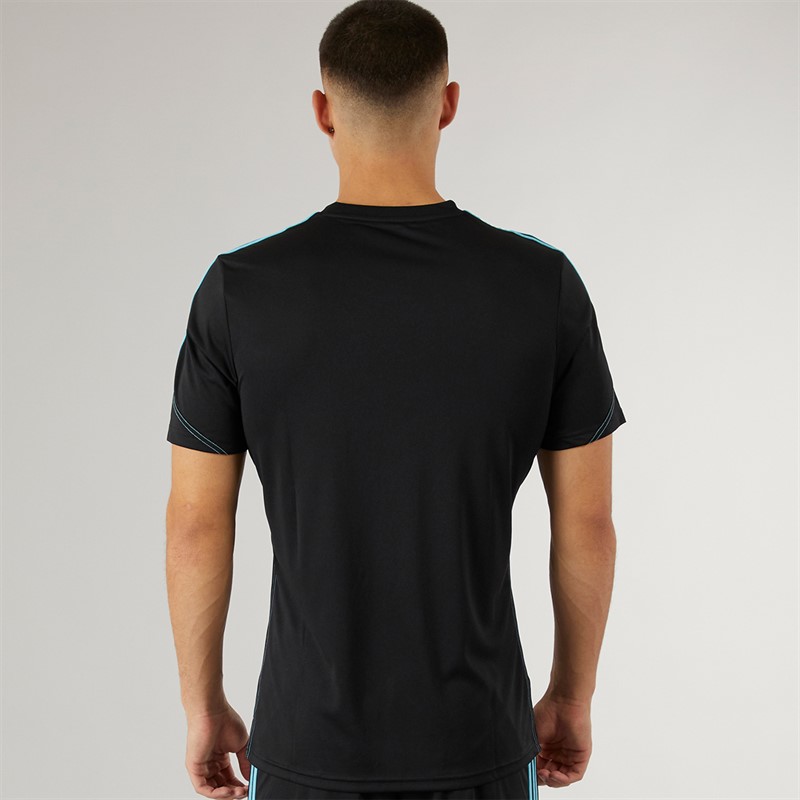 adidas Herren Tiro 23 Club Slim Trainings T Shirt Schwarz/Preloved Blau