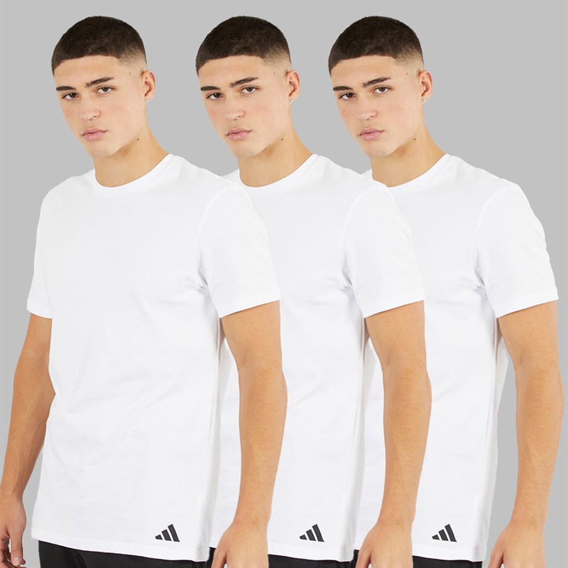 adidas Herren Komfort Flex Baumwolle Drei Pack Rundhals T Shirts Weiß