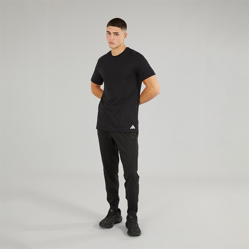 adidas Herren Komfort Flex Baumwolle Drei Pack Rundhals T Shirts Schwarz