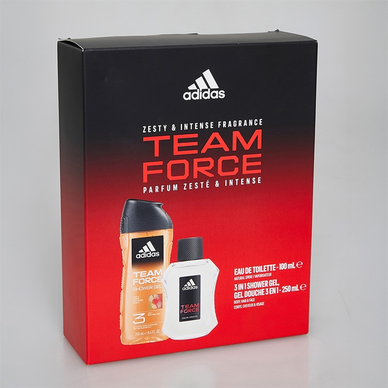 adidas Mens Team Force Two Piece Set 100ml EDT Spray And 250ml Shower Gel Multi