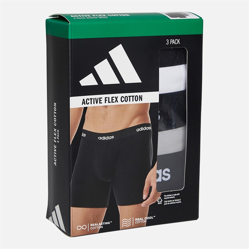 adidas Herren Baumwolle Stretch Drei Pack Boxer Slips Schwarz/Weiß/Grau