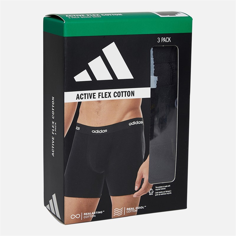 adidas Herren Baumwolle Stretch Drei Pack Boxer Slips Schwarz/Schwarz/Schwarz
